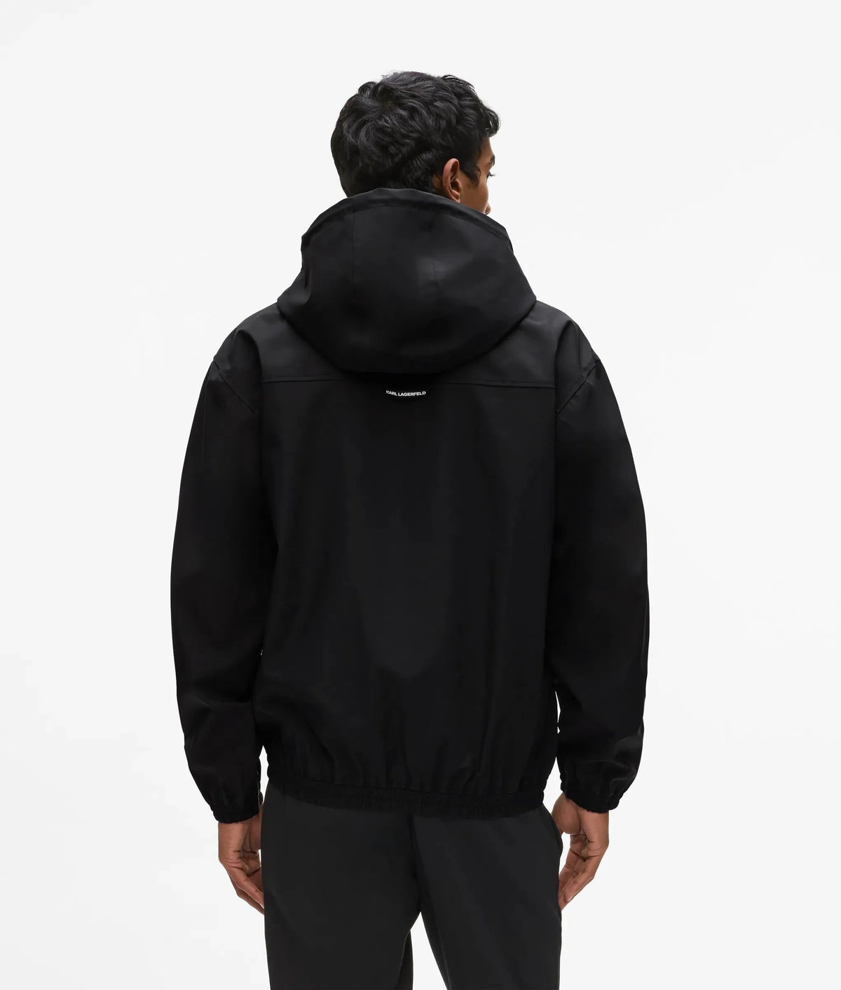 Hooded logo patch zip-up jacket