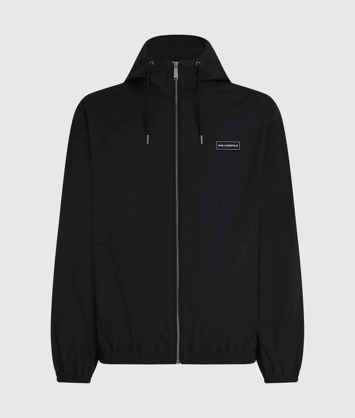 Hooded logo patch zip-up jacket