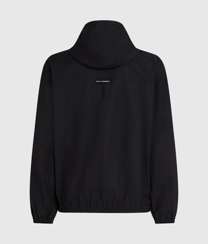 Hooded logo patch zip-up jacket