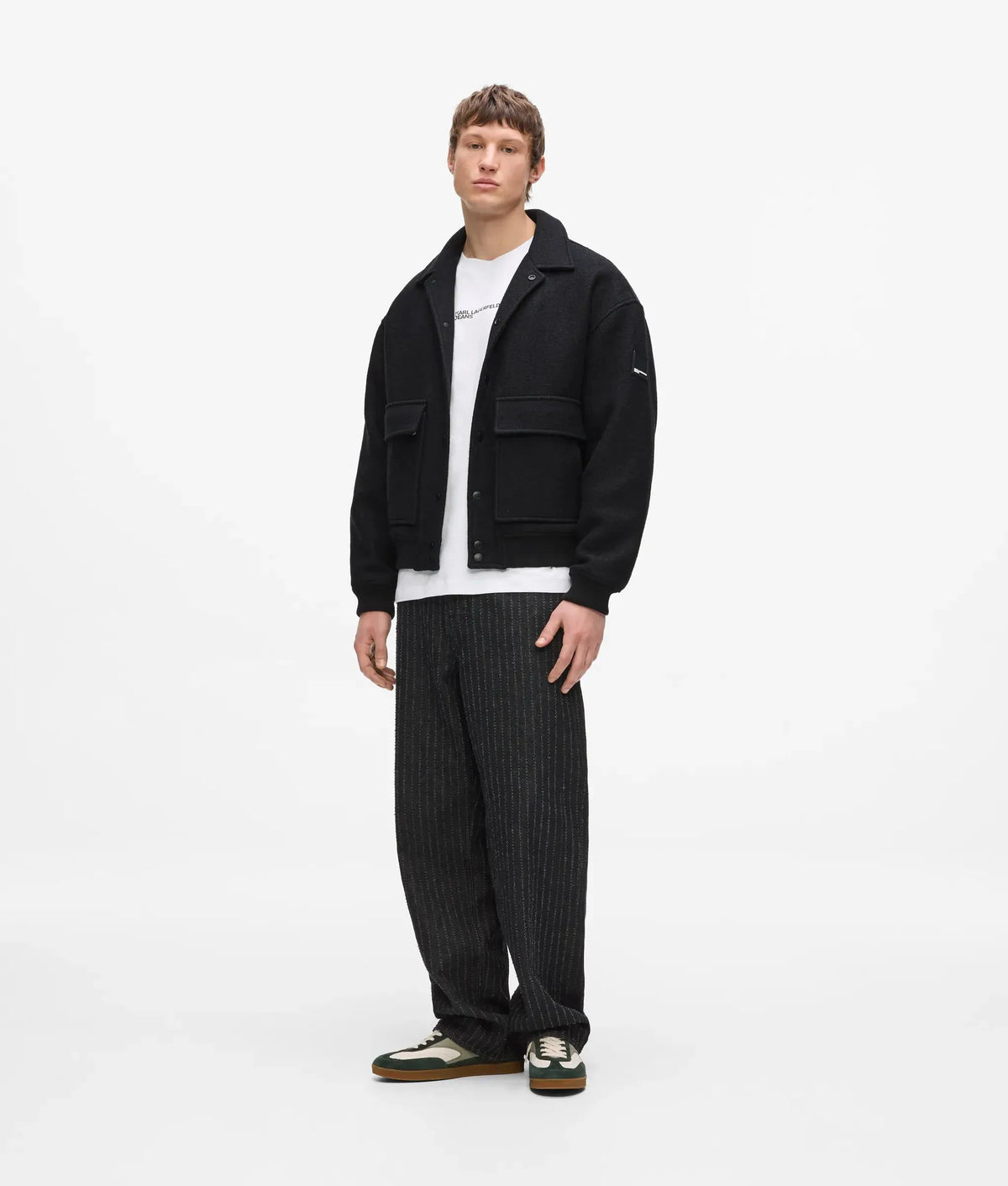 Wool‑blend bomber jacket