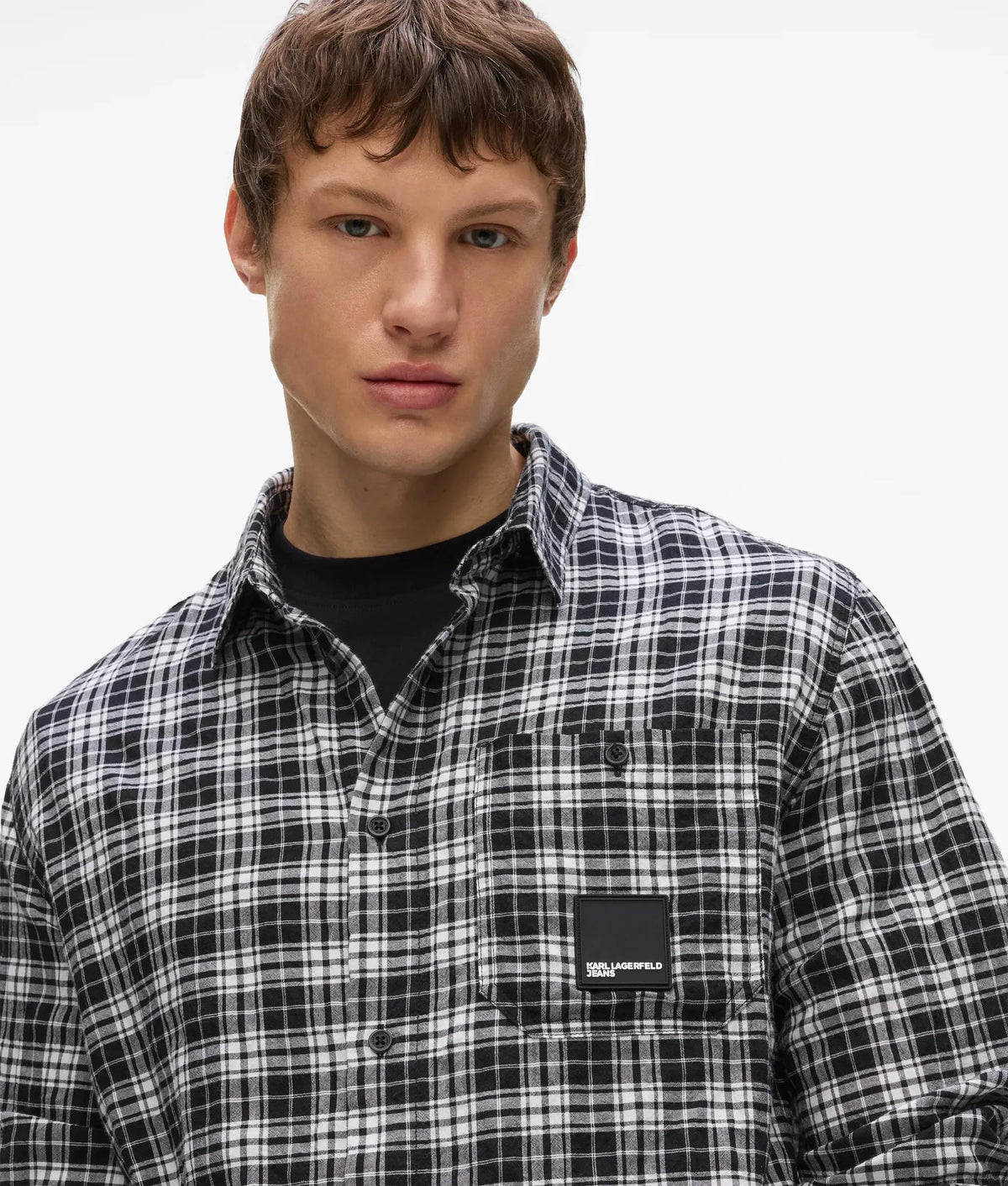 Chest pocket checked shirt