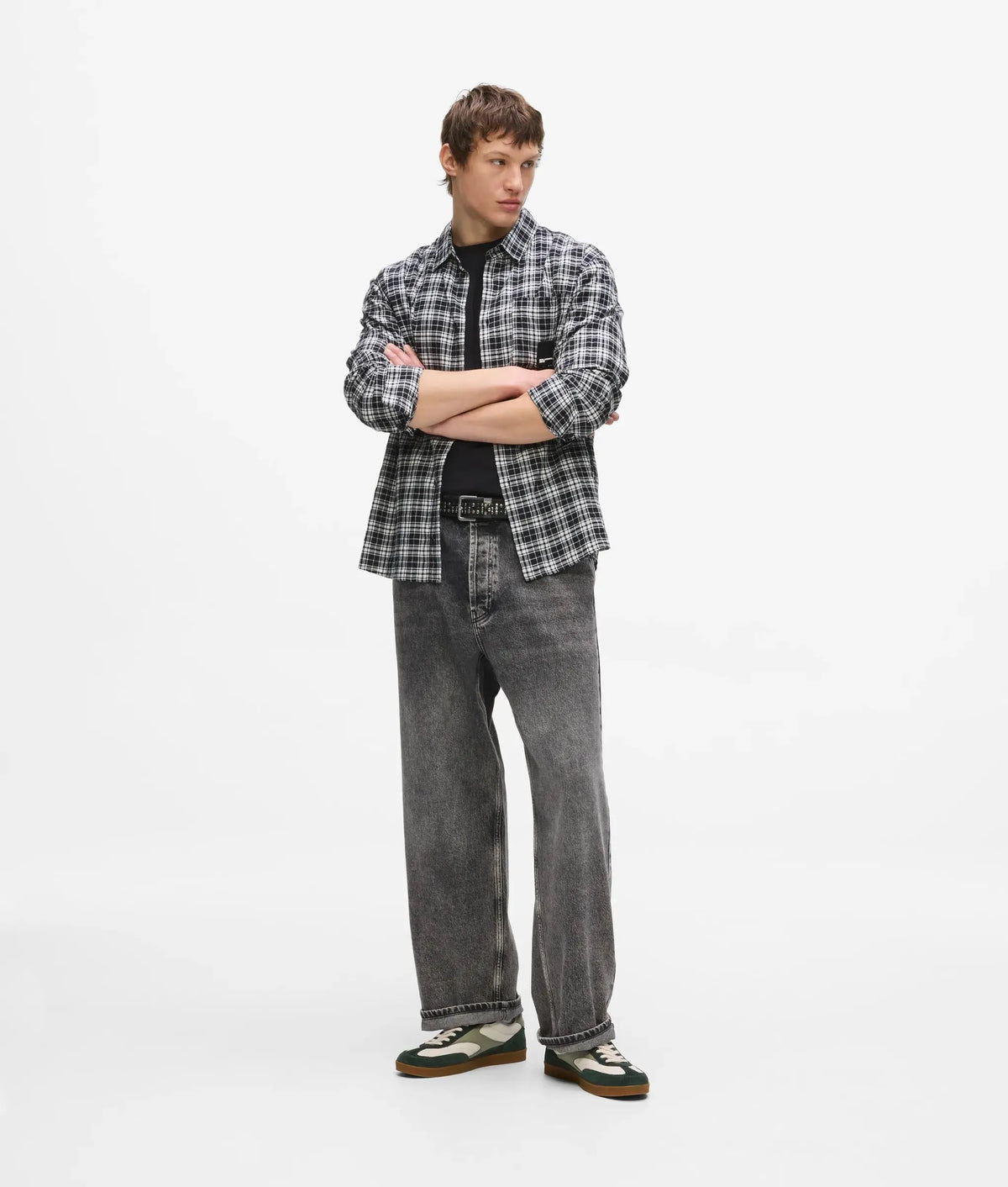 Chest pocket checked shirt