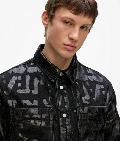 All-over logo denim overshirt