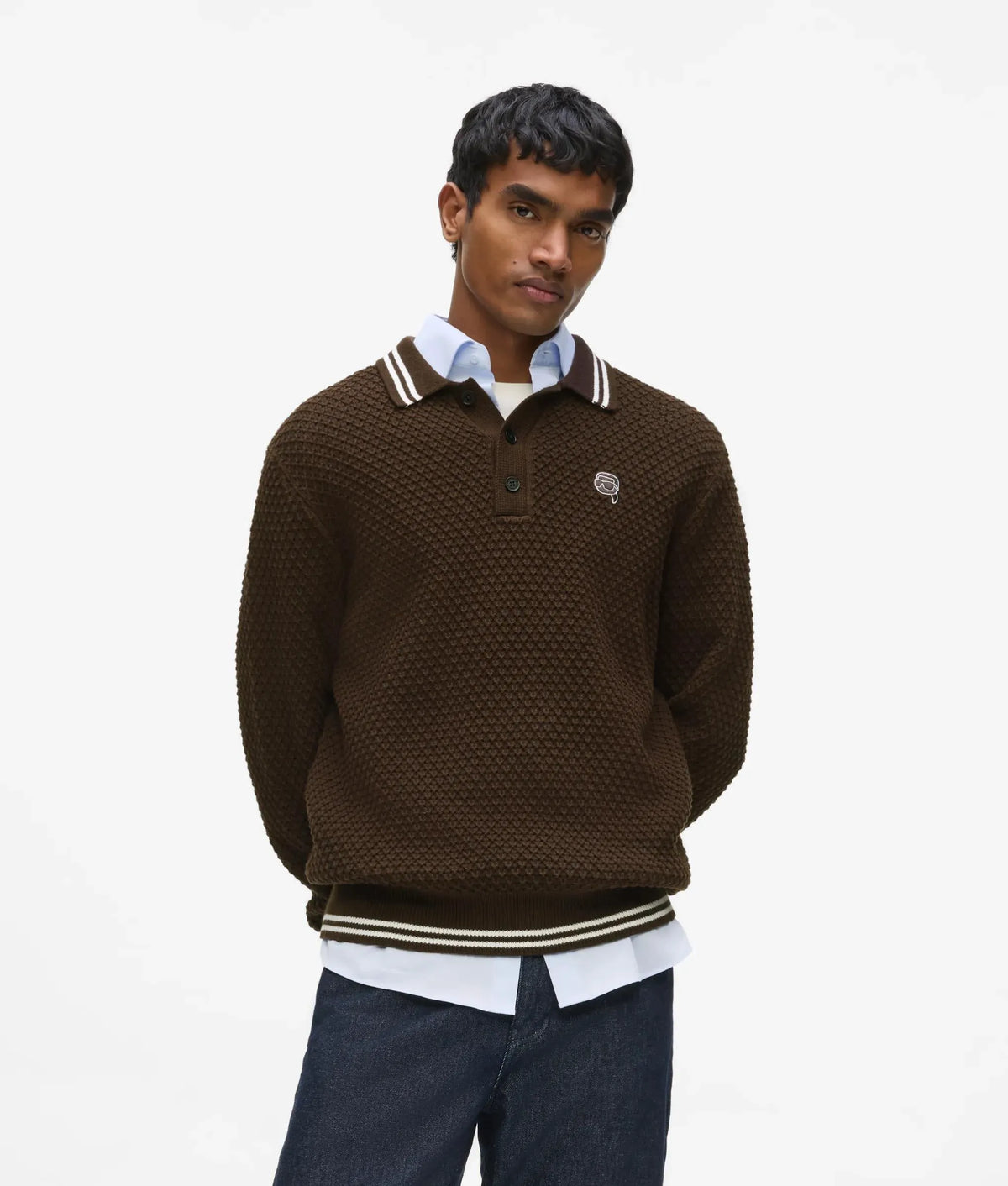 Ikon long-sleeved knit polo shirt