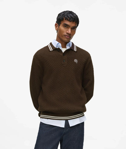 Ikon long-sleeved knit polo shirt