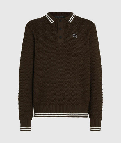 Ikon long-sleeved knit polo shirt