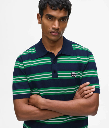 Ikon stripe knit polo shirt
