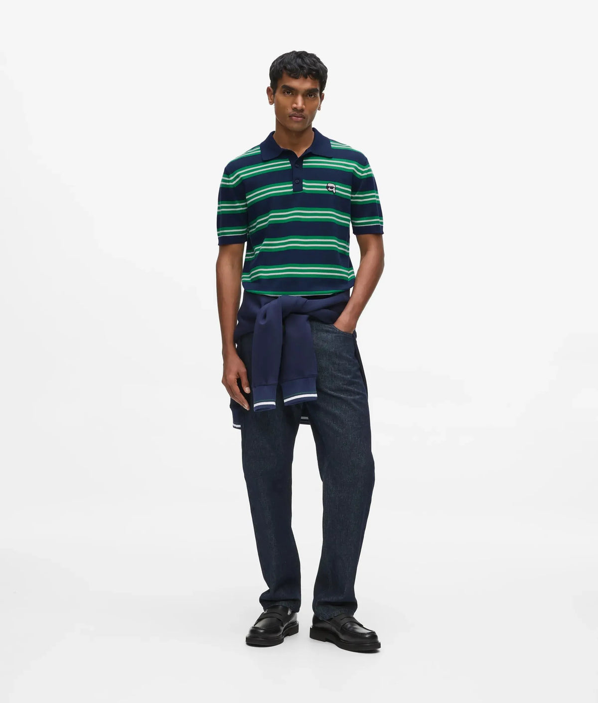 Ikon stripe knit polo shirt