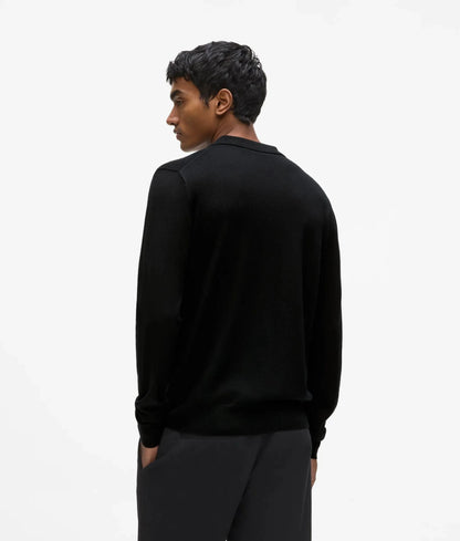 Merino wool long-sleeved polo shirt