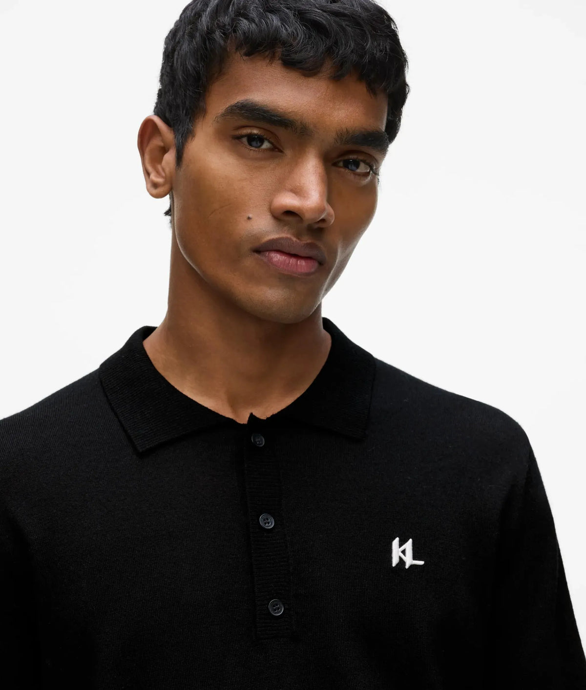 Merino wool long-sleeved polo shirt