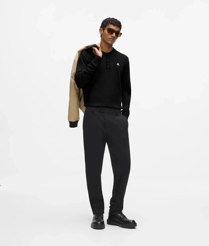 Merino wool long-sleeved polo shirt