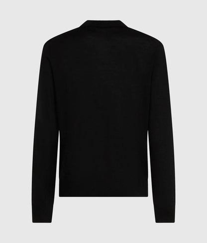 Merino wool long-sleeved polo shirt