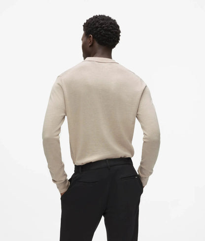 Merino wool long-sleeved polo shirt