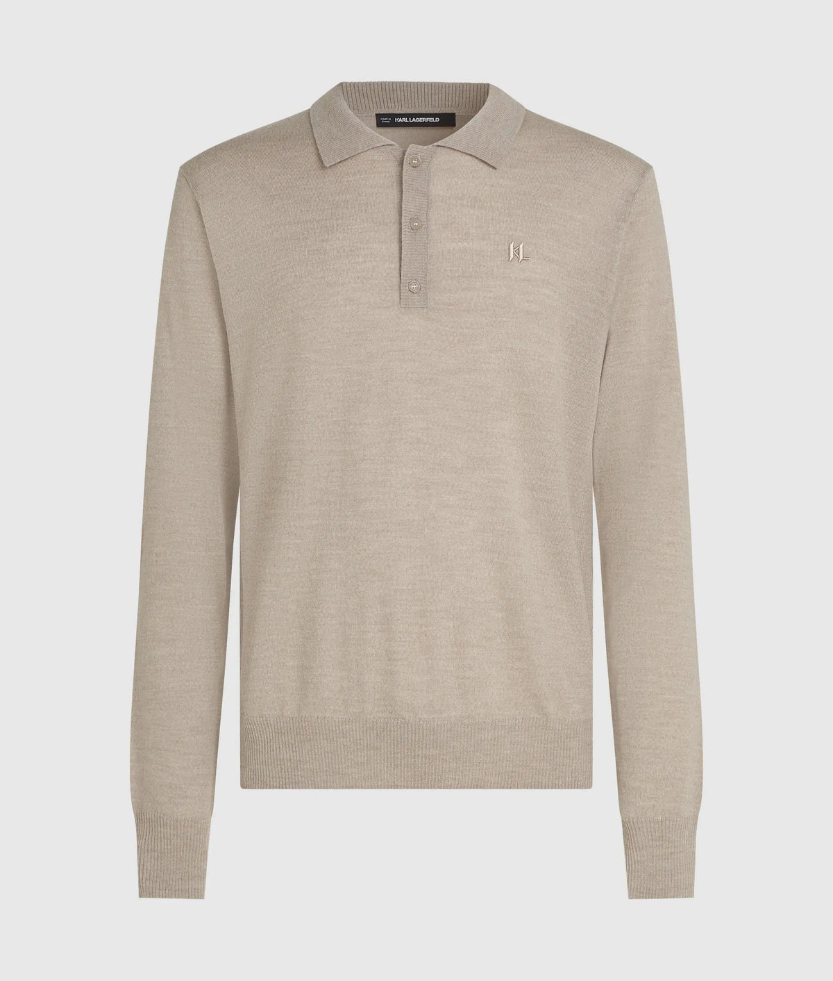Merino wool long-sleeved polo shirt