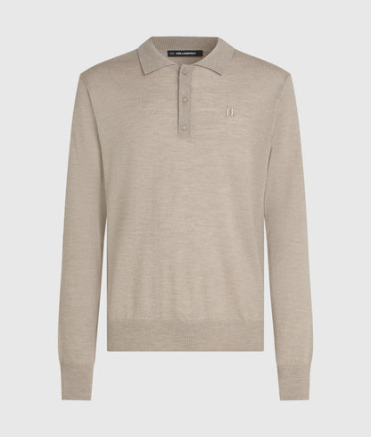 Merino wool long-sleeved polo shirt