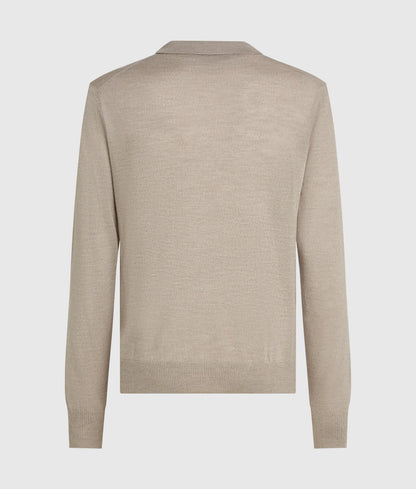 Merino wool long-sleeved polo shirt