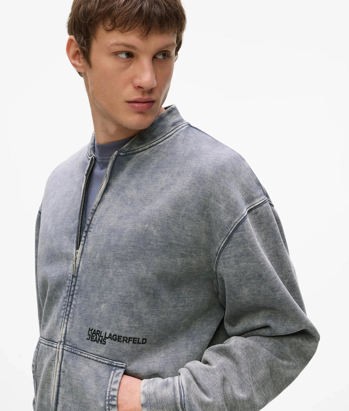 Washed zip-up sweatshirt
