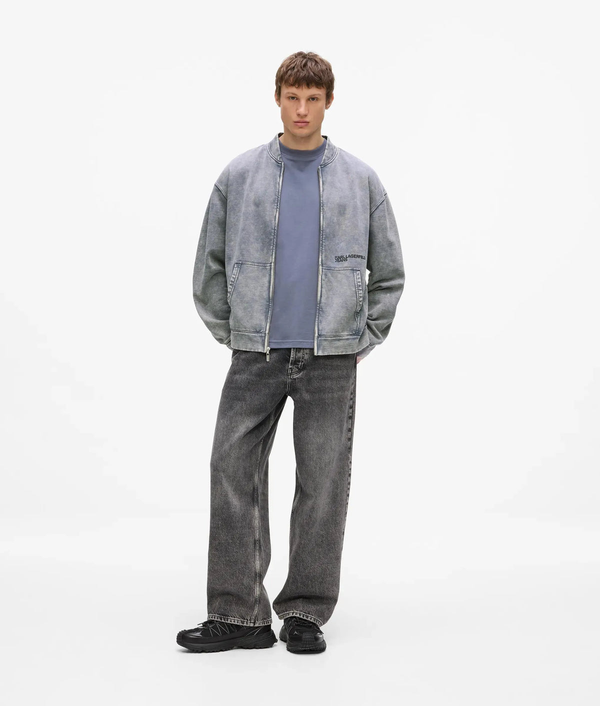 Washed zip-up sweatshirt