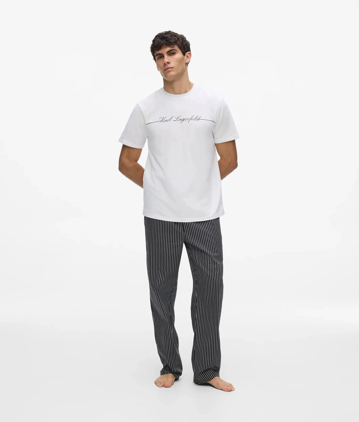 Pinstripe pants pajama set