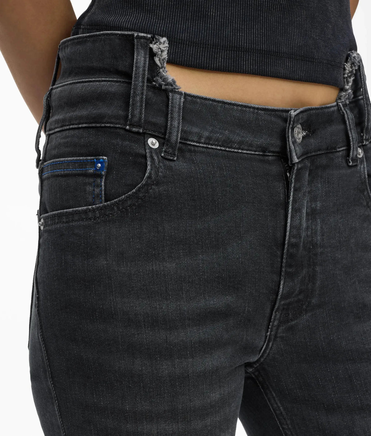 Cutaway waist high-rise skinny jeans