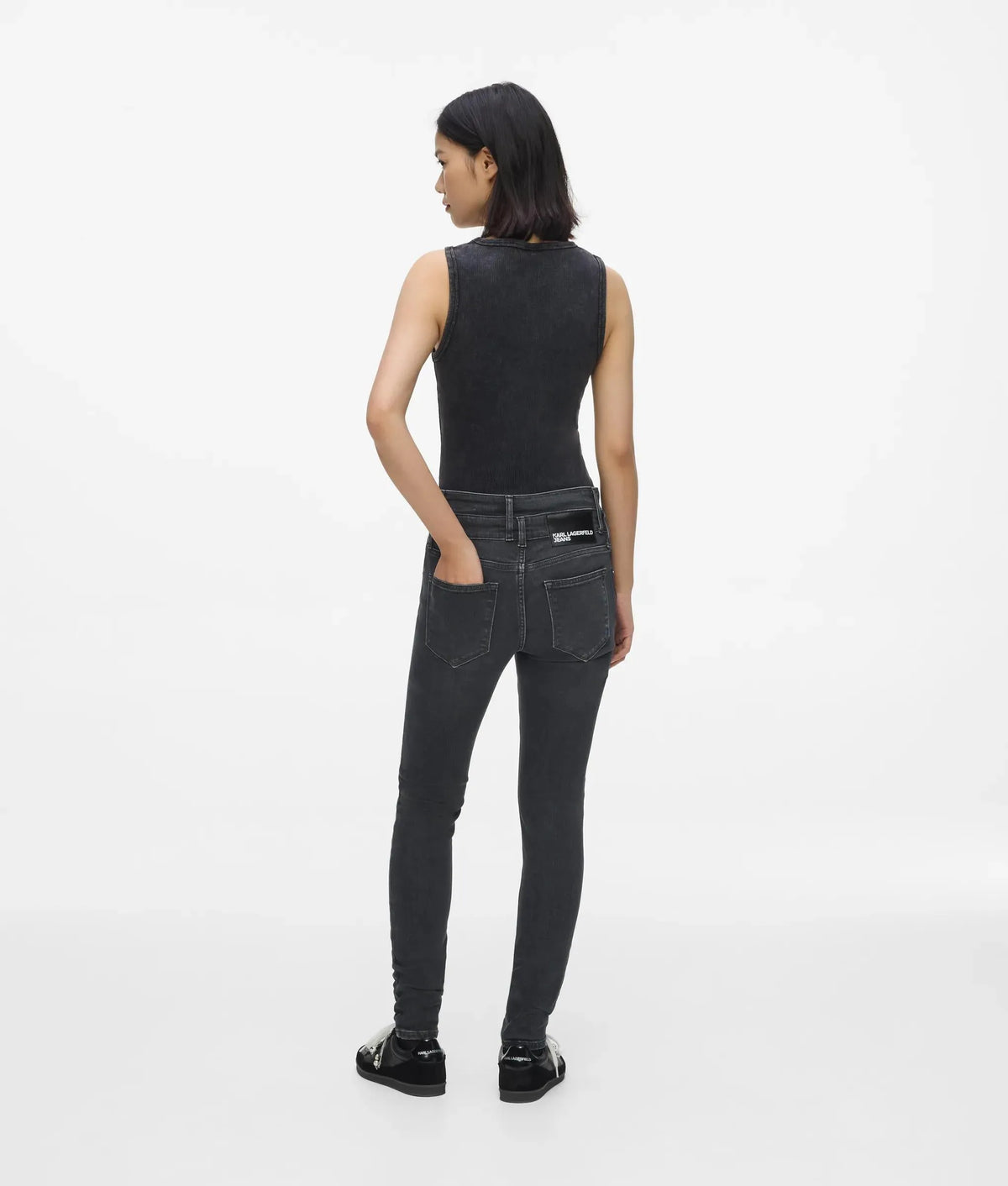 Cutaway waist high-rise skinny jeans