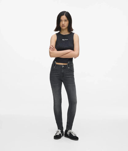 Cutaway waist high-rise skinny jeans