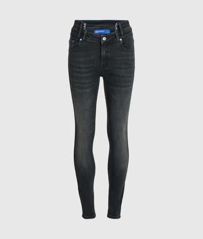 Cutaway waist high-rise skinny jeans