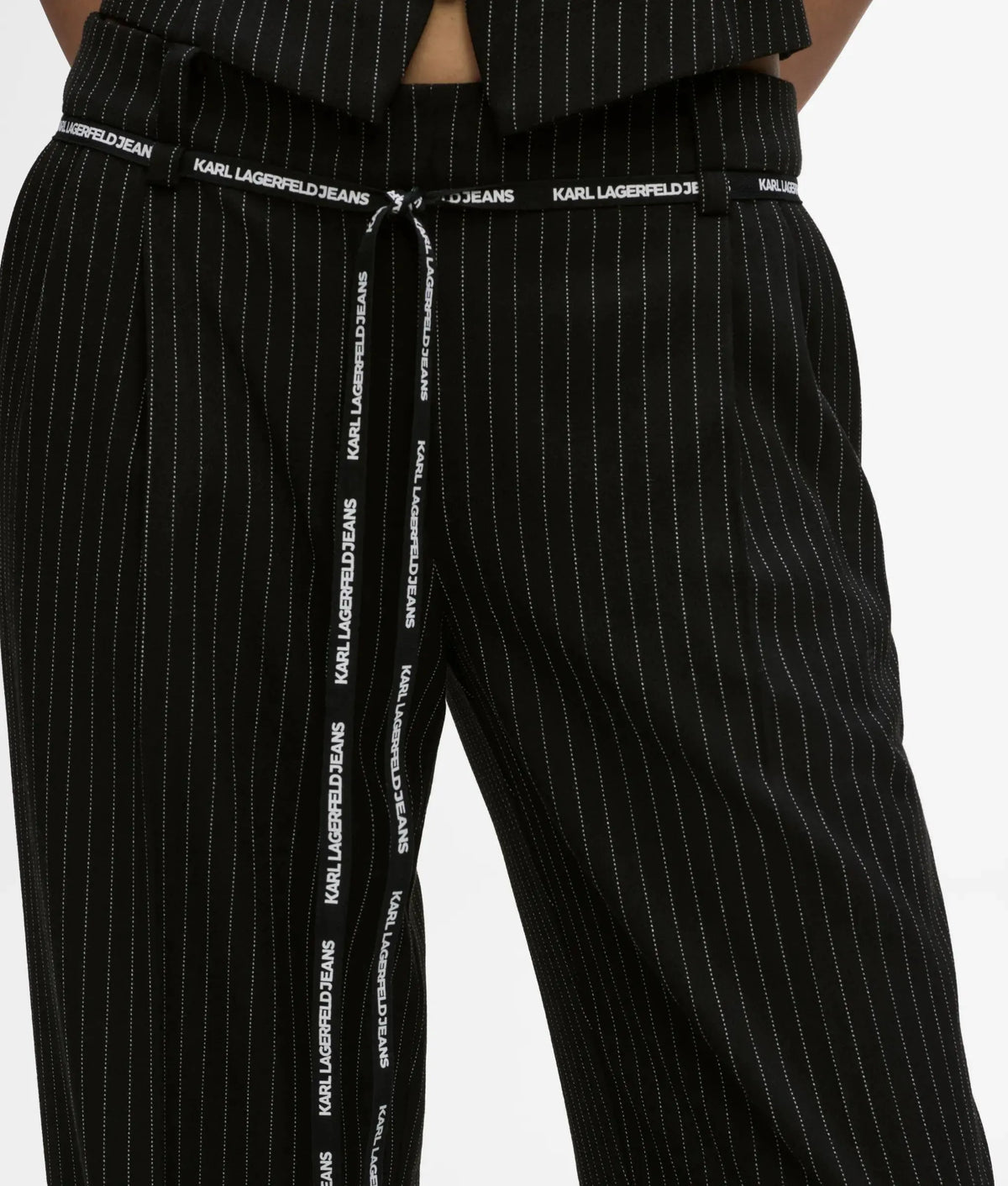 Mid-rise pinstripe tailored pants