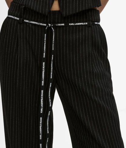 Mid-rise pinstripe tailored pants