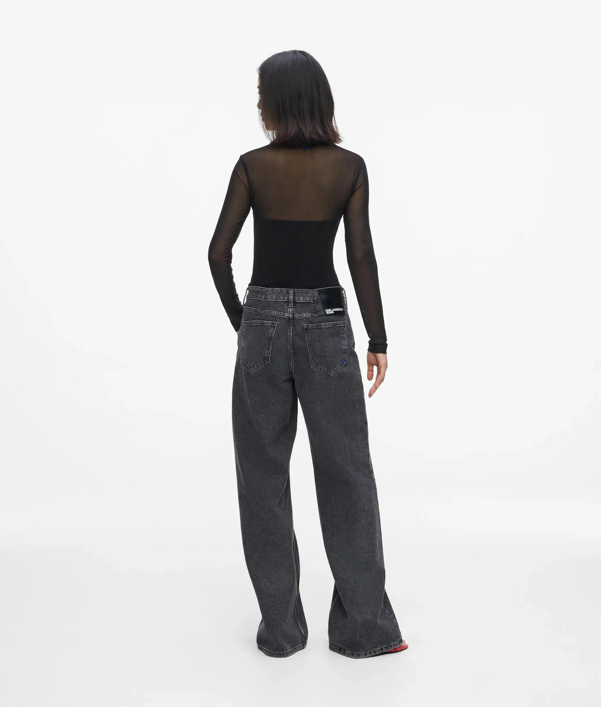 Lace-up mid-rise relaxed jeans