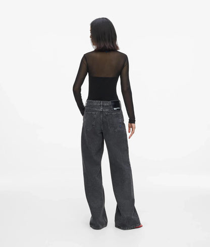 Lace-up mid-rise relaxed jeans