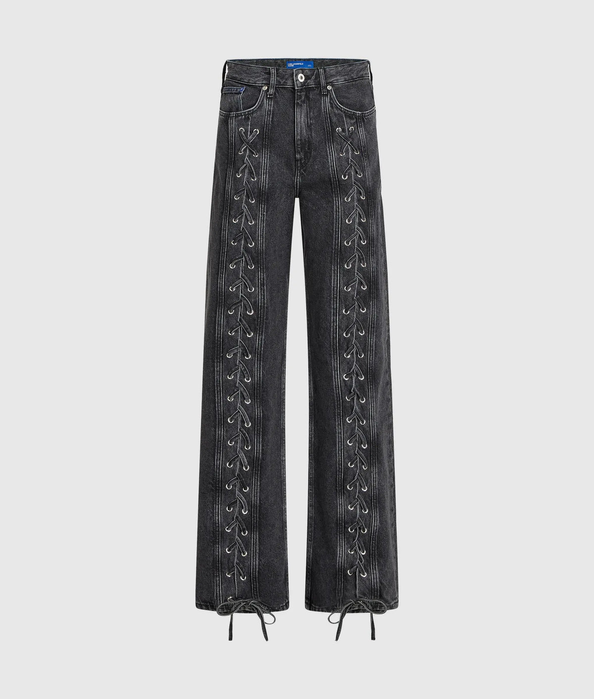 Lace-up mid-rise relaxed jeans