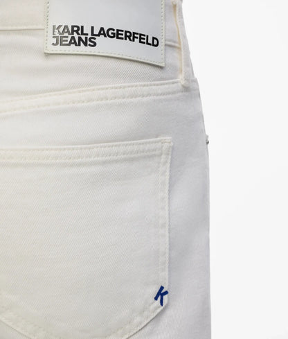White high-rise straight jeans