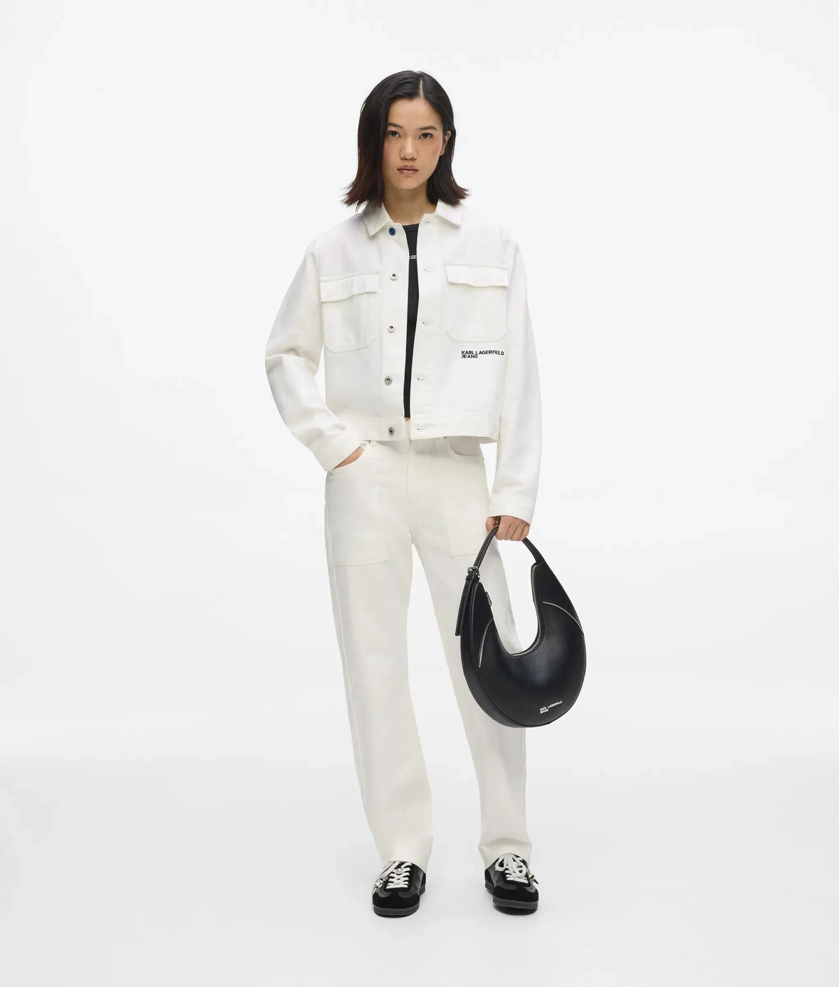 White high-rise straight jeans