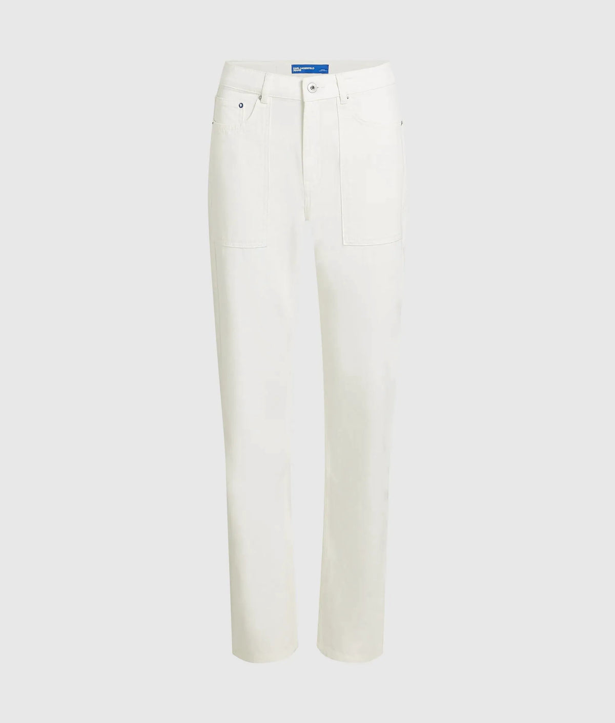 White high-rise straight jeans