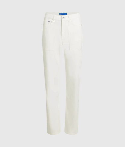 White high-rise straight jeans