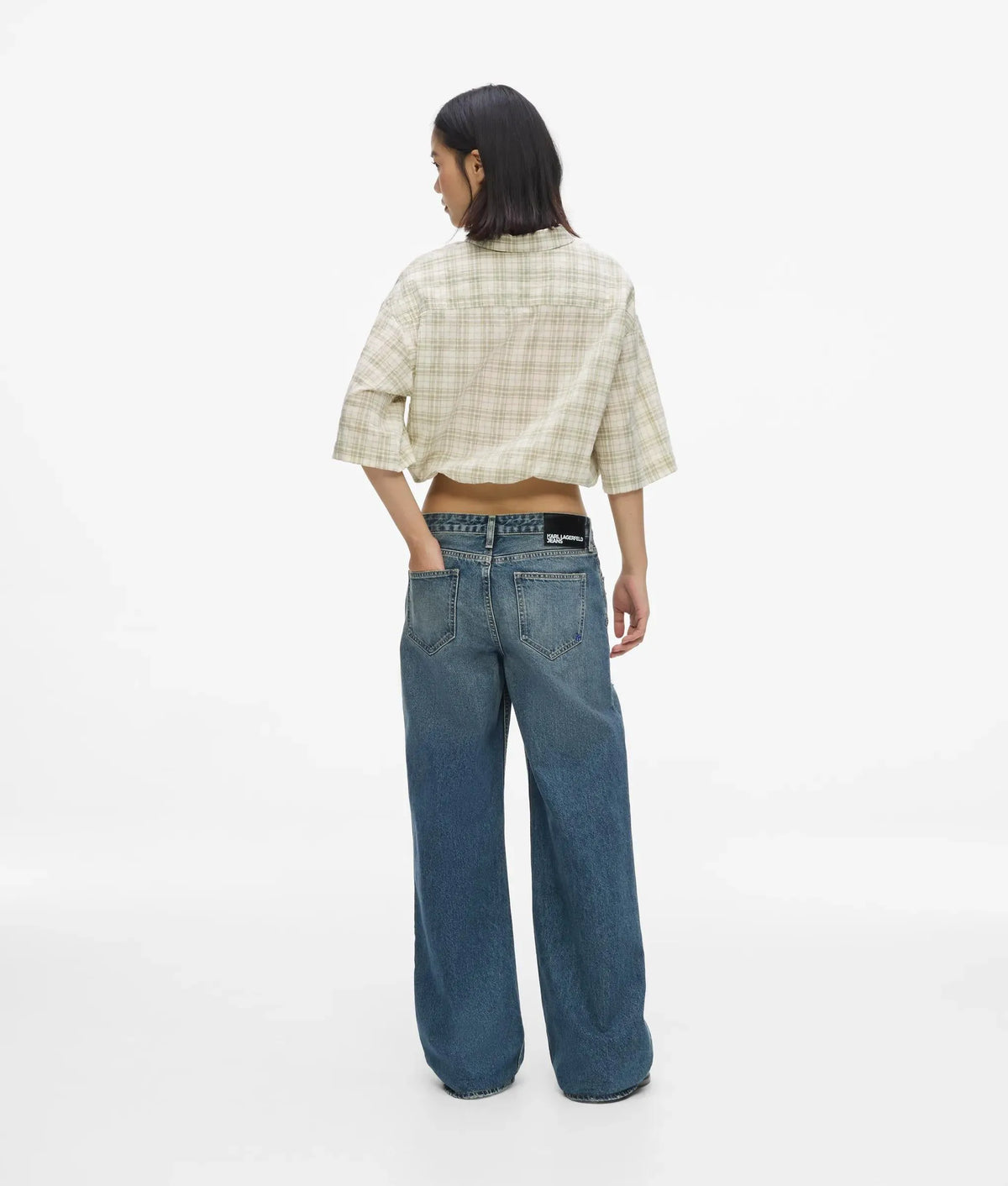 Distressed mid-rise relaxed jeans