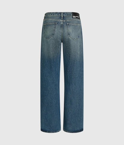 Distressed mid-rise relaxed jeans