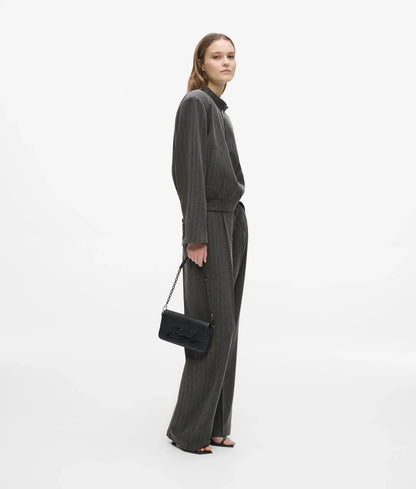 Pinstripe straight-leg pants