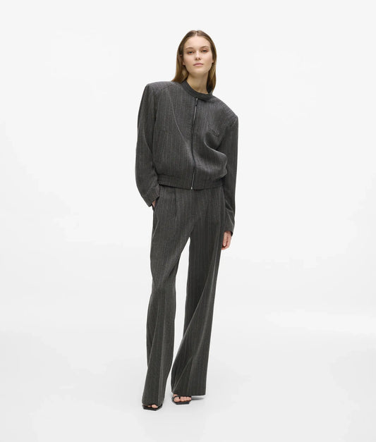 Pinstripe straight-leg pants