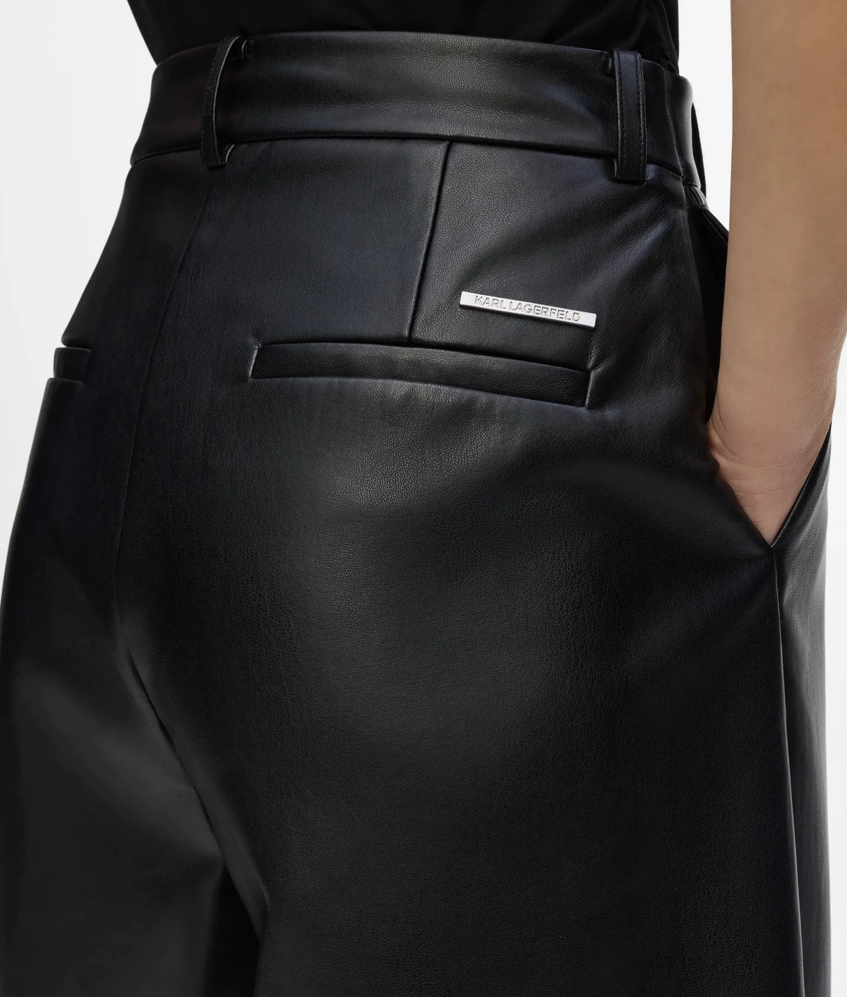 Faux-leather barrel-leg pants