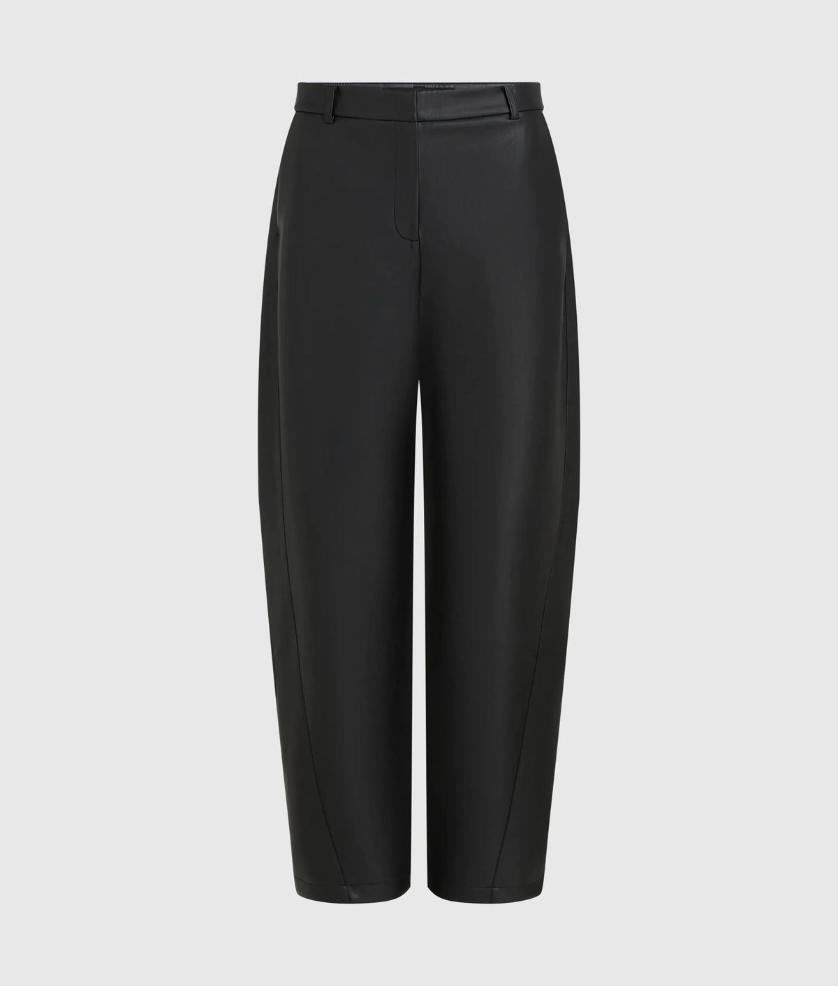 Faux-leather barrel-leg pants