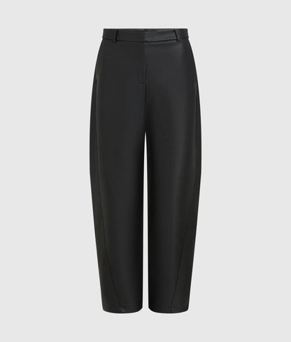 Faux-leather barrel-leg pants