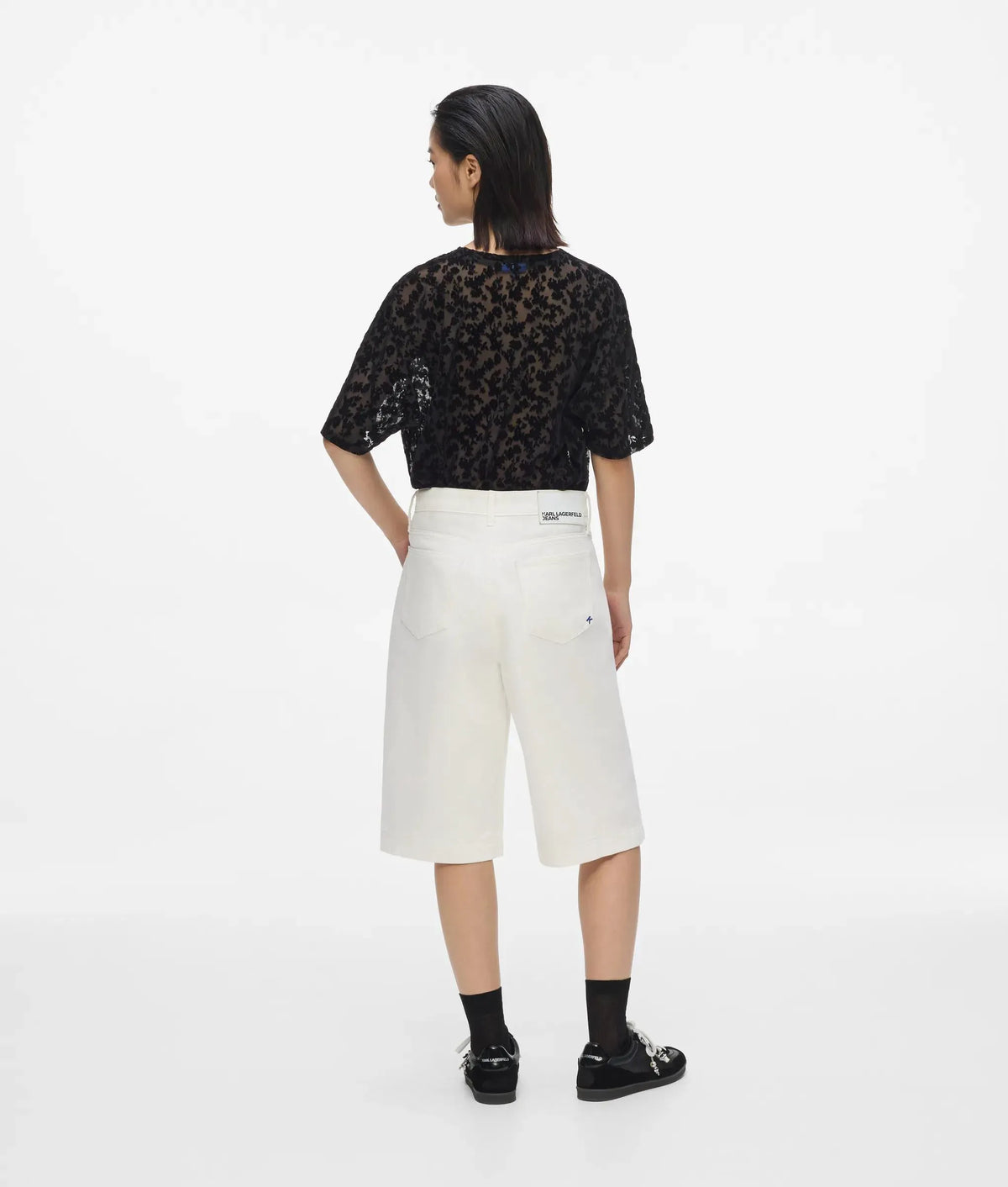 White denim Bermuda shorts