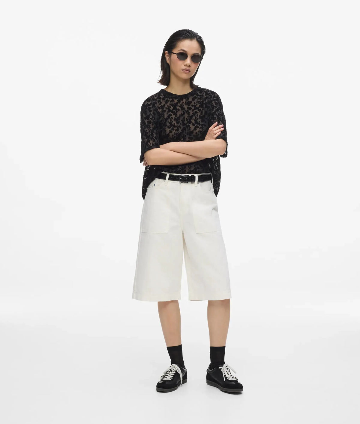 White denim Bermuda shorts