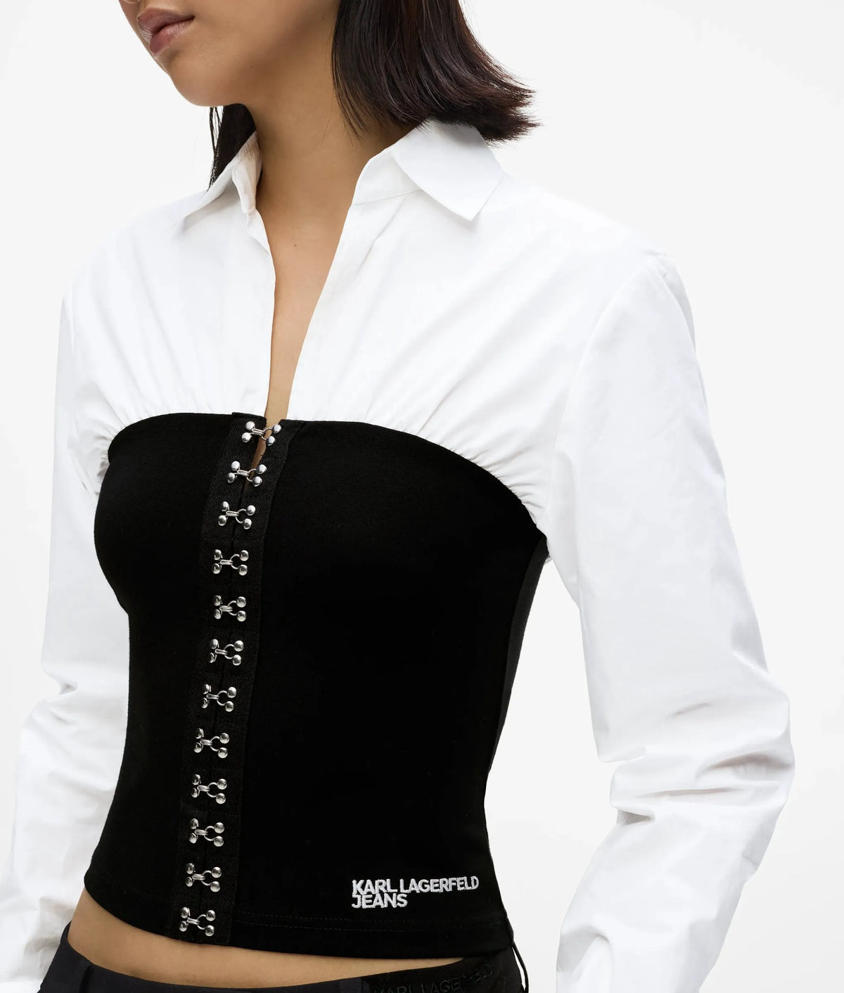 Corset detail poplin shirt