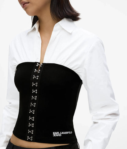 Corset detail poplin shirt