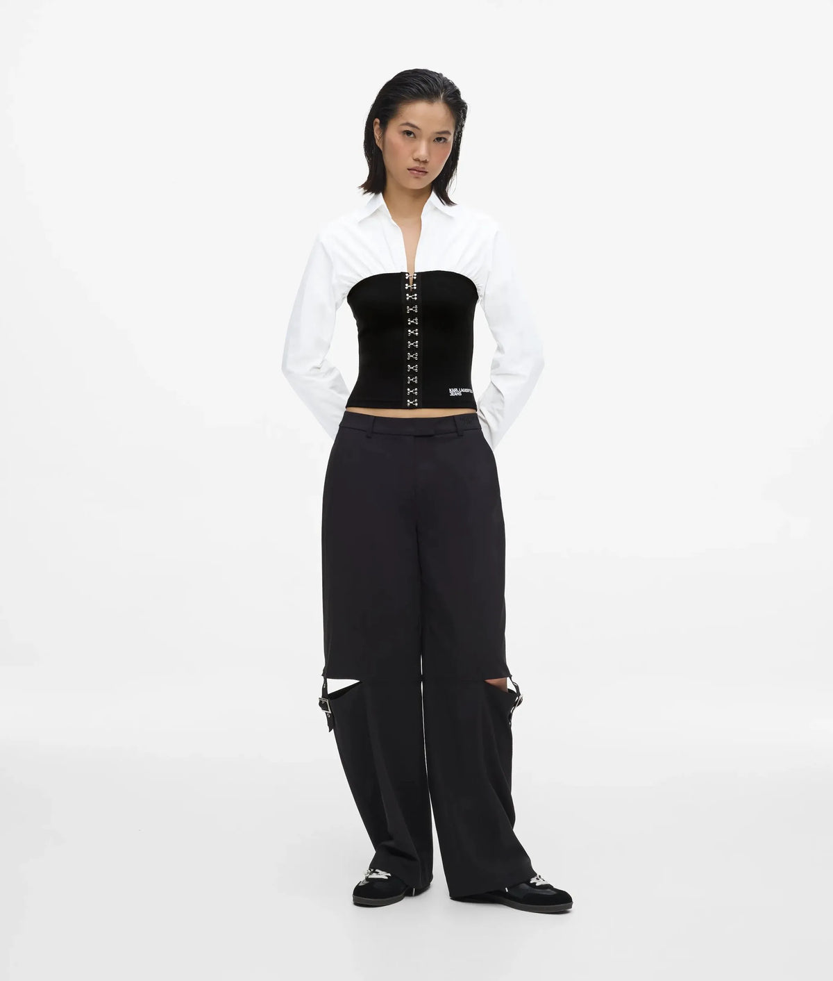 Corset detail poplin shirt