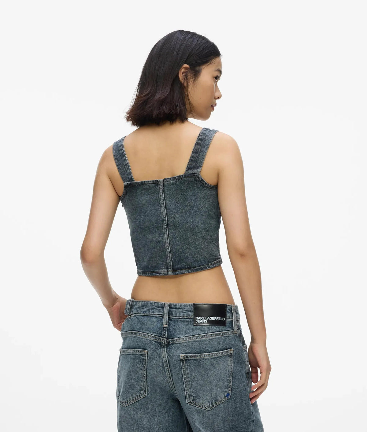 Belted denim tank top