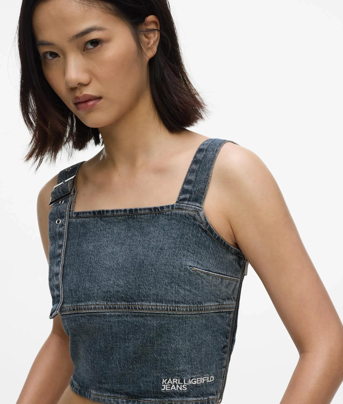 Belted denim tank top